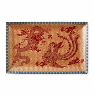 Lunar New Year Dragons Rectangular Gold Platter